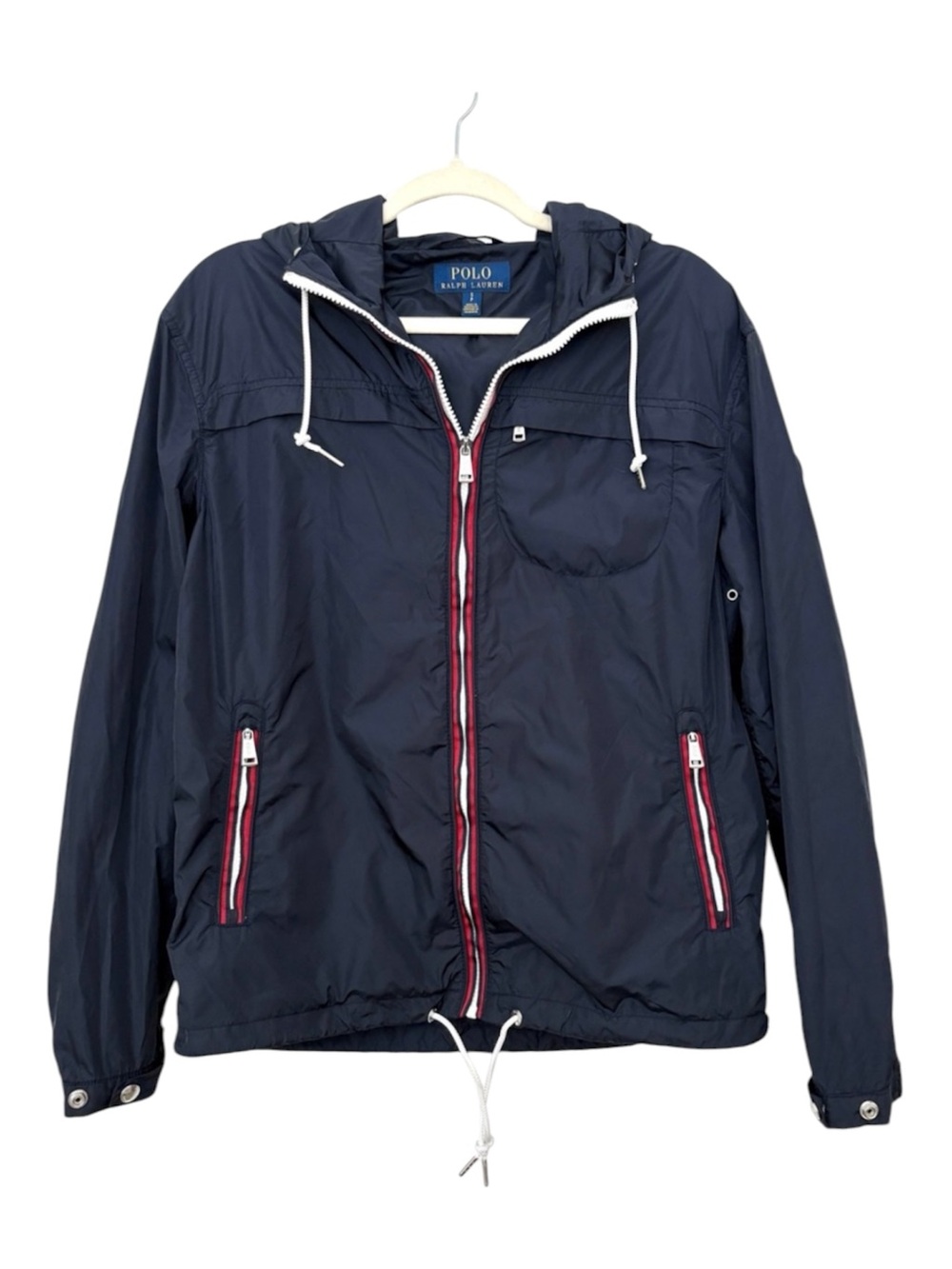 Polo Ralph Lauren Drawstring Hood Navy Packable Windbreaker Jacket Men’s S